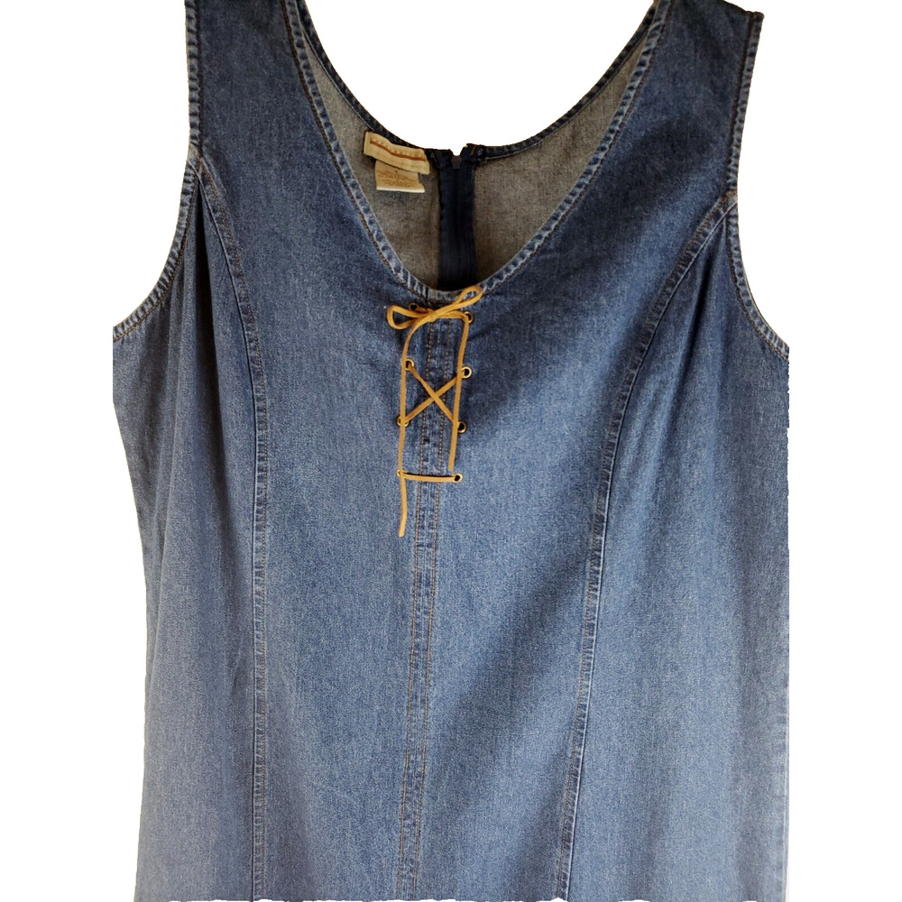 Vintage Expressions Blue Denim Maxi Sleeveless Shift Dress Womens Size 1XL 1X